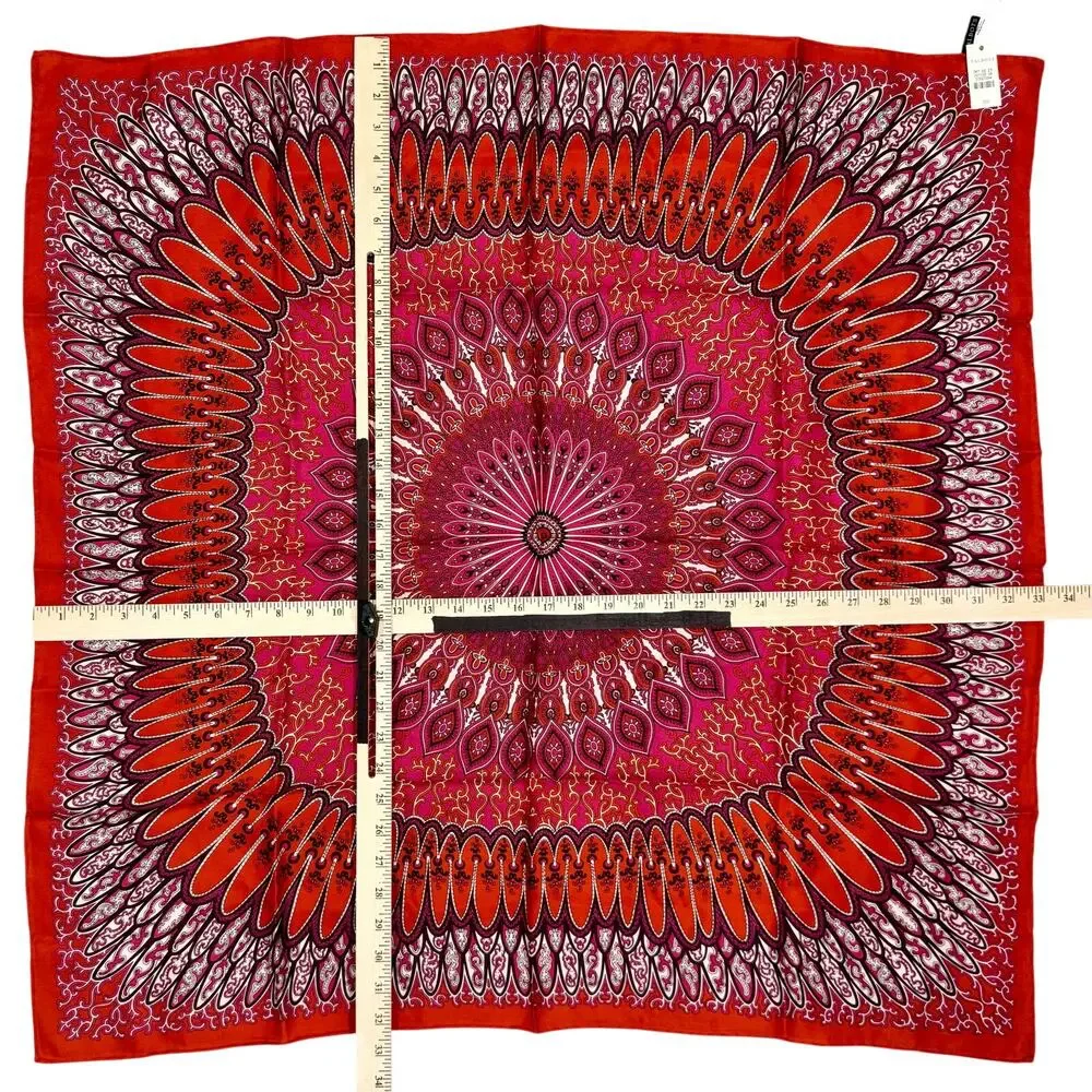 Talbots 100% Silk Scarf NWT Pink & Red Medallion Square Scarf 34